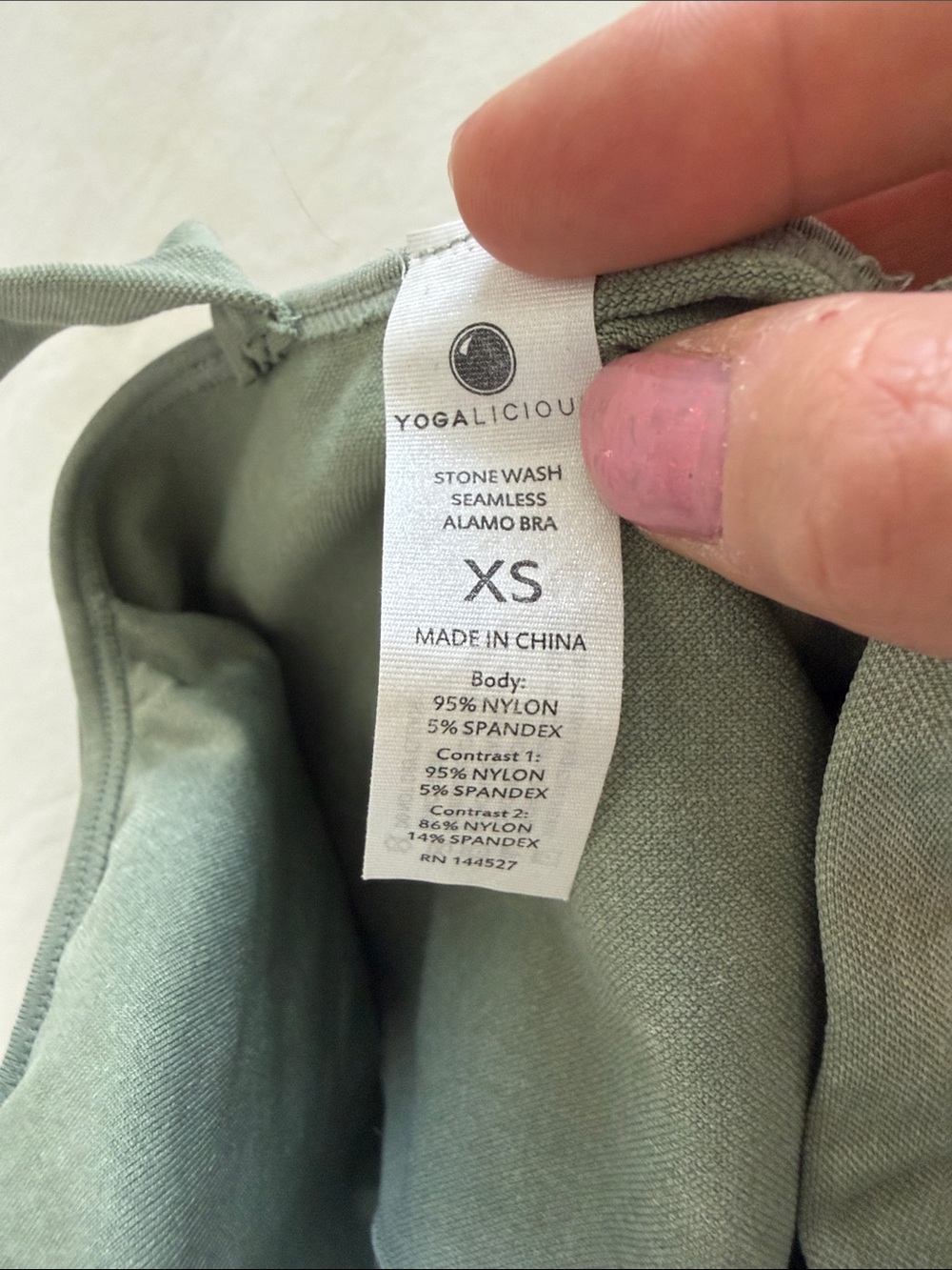 Yogalicious Sage Green V-Neck Crop Top - Picture 3 of 3